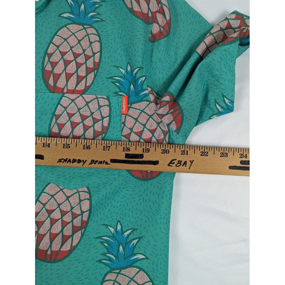Chubbies Polo Shirt Golf 1/4 Button Mens Medium Pineapple Stretch Wicking - Picture 8 of 9